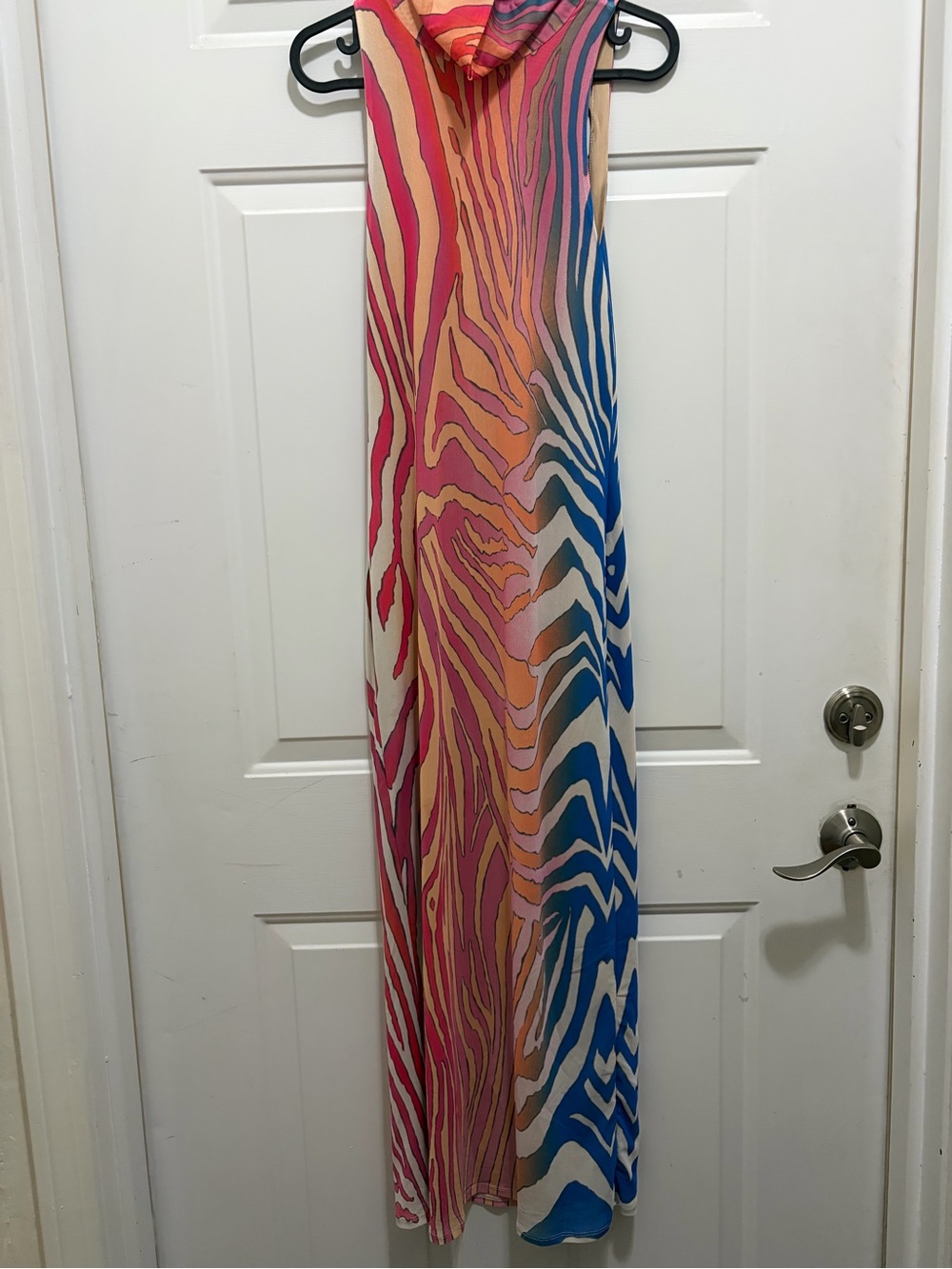AFM Multicolor Zebra Print Bath Scarf - Blue, Pink, Orange S